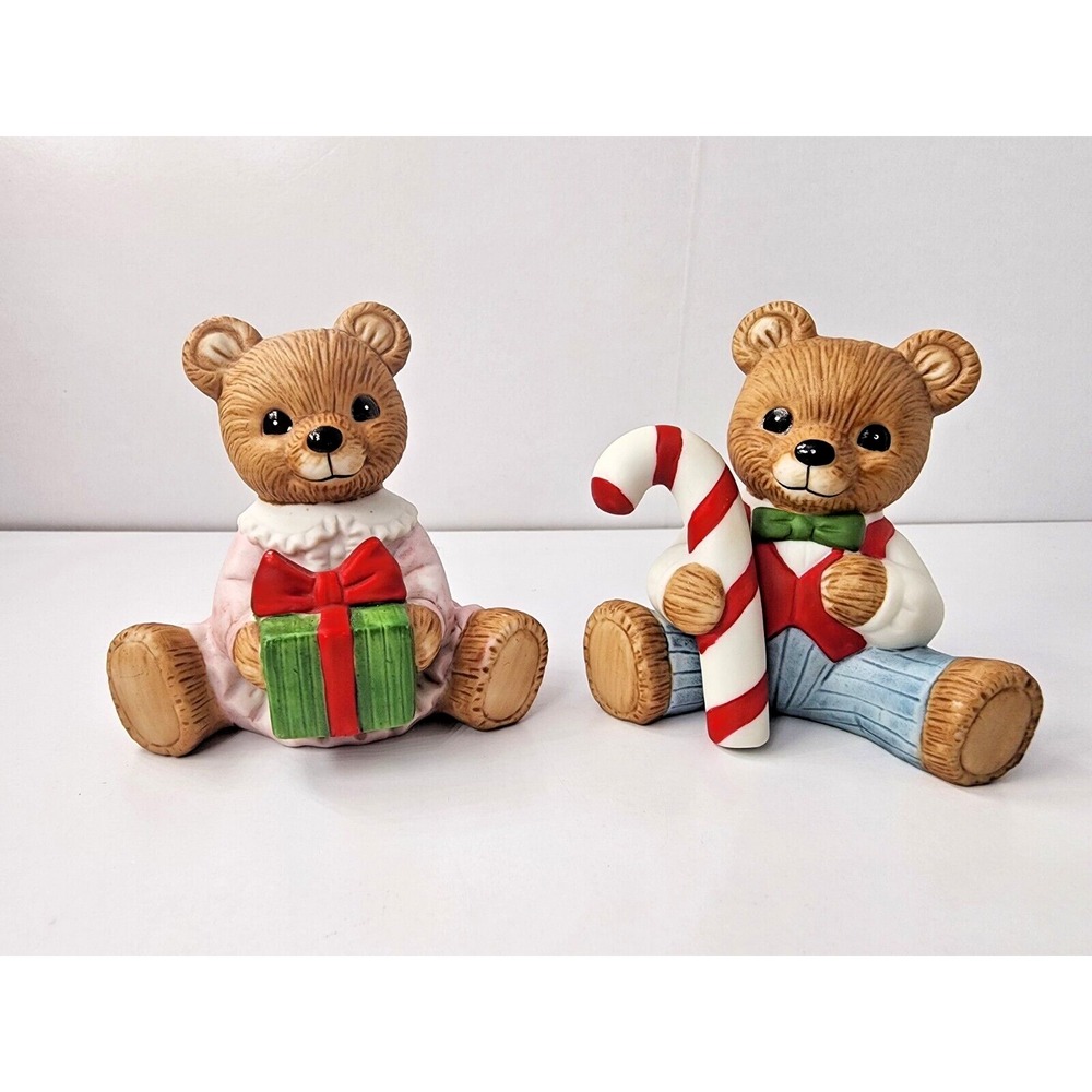 Vintage Homco Mini Holiday Christmas Children Teddy Bear Figurines #5211